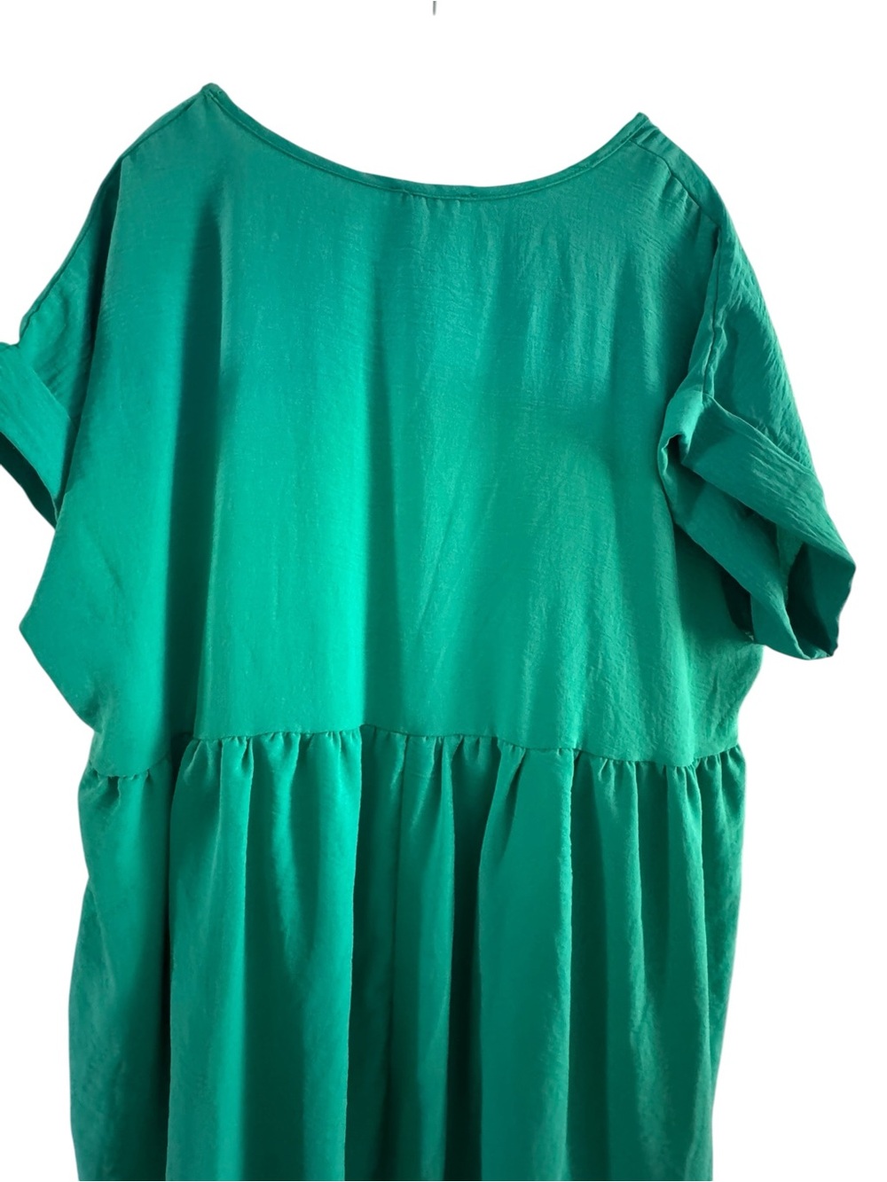 Entro XL Emerald Green Babydoll Tunic Top V-Neck Short Sleeve Boho Summer Top - Picture 11 of 12